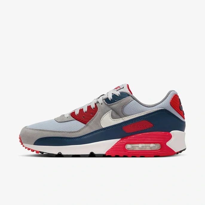 Кроссовки Nike Air Max 90 Light Smoke Grey/Armoury Navy/Fire Red/Phantom