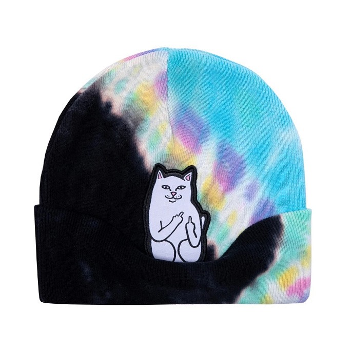 Шапка RIPNDIP Lord Nermal Beanie Black/Rainbow Tie Dye